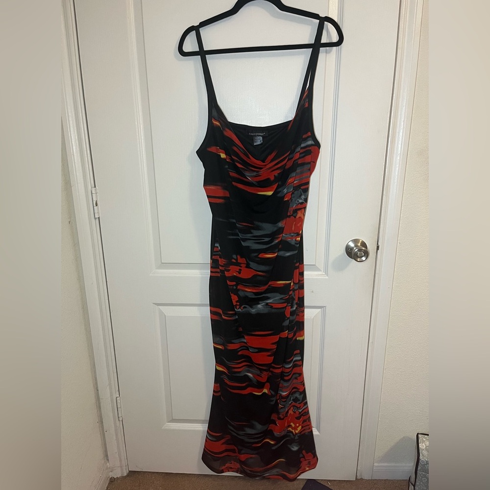 Ashley Stewart Black and Red Midi Dress